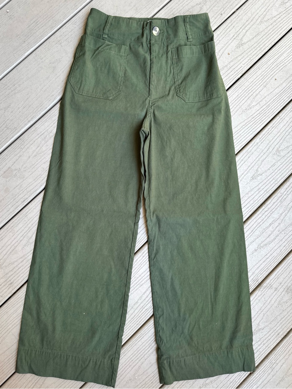 Maeve Anthropologie The Colette Wide Leg Pants 27 Forest Green Stretch Linen +